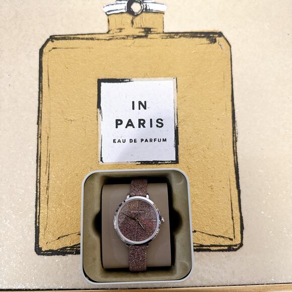 Michael Kors MK7111 Charley Ross Gold Glitz Leather Strap Watch main image 5
